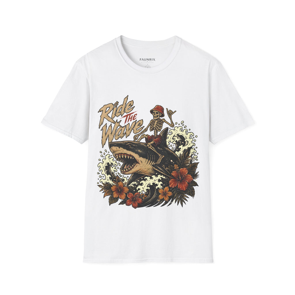 Ride The Wave Surf Skeleton T-Shirt — Vintage Beach Skull Tee