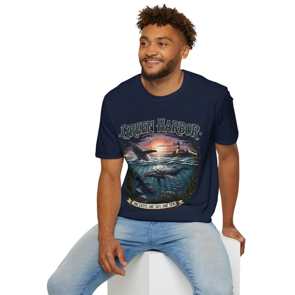 Green Harbor Sunset Whale T-Shirt