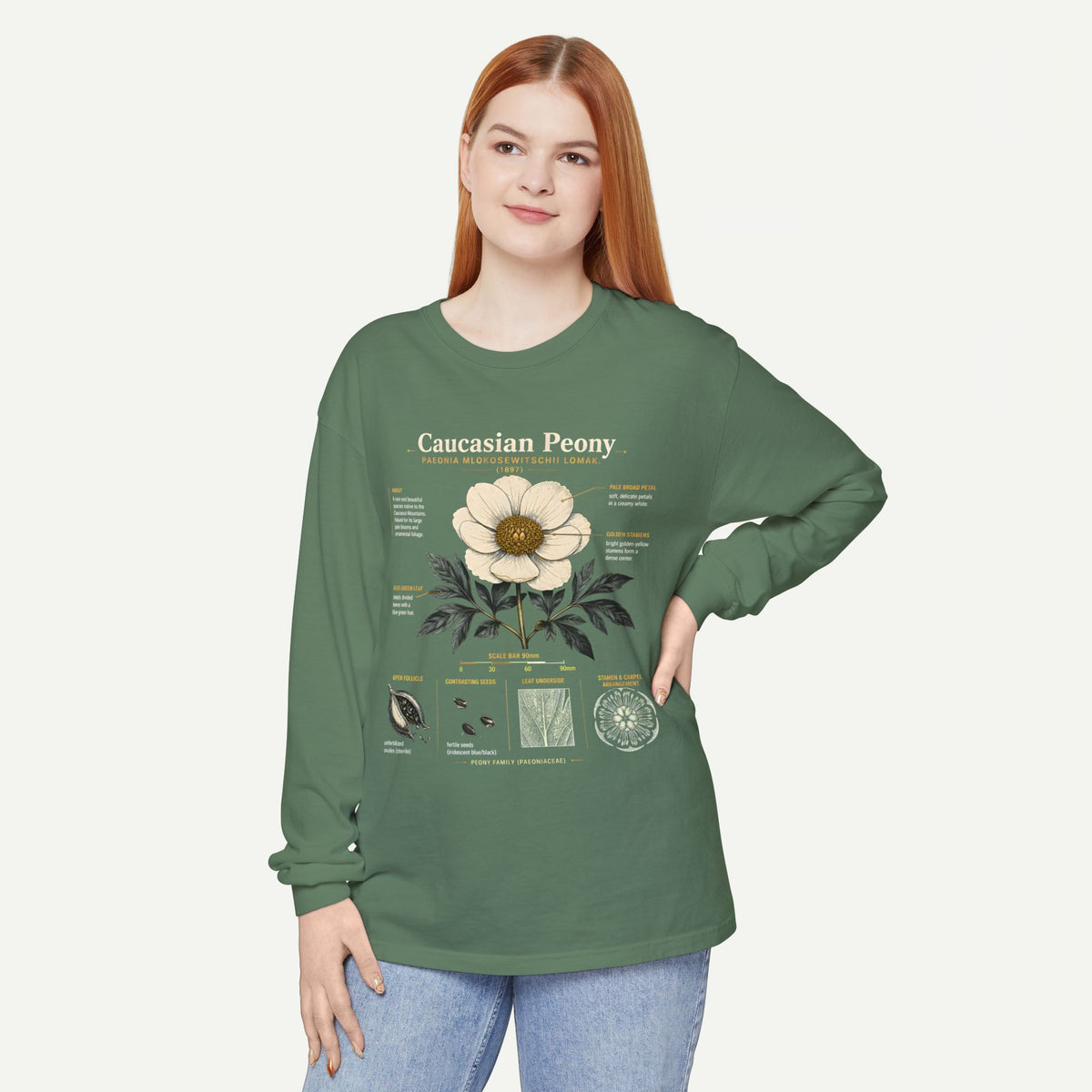Botanical Diagram Long Sleeve Tee — Wild Rose Illustration