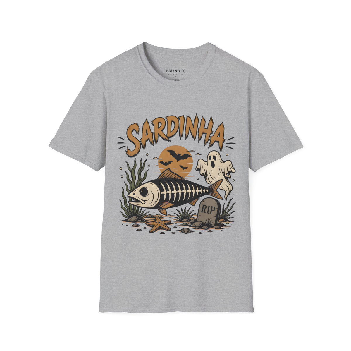 Sardinha Halloween T-Shirt — Spooky Fish Ghost Graphic Tee