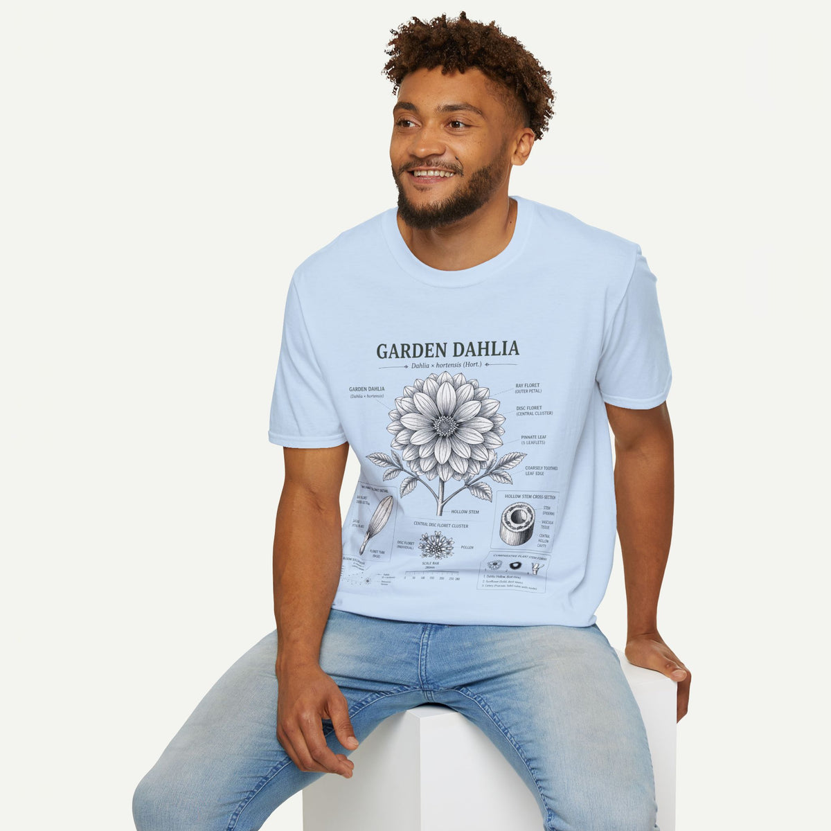 Dahlia Botanical Tee — 'Garden Dahlia' Floral Anatomy T-Shirt