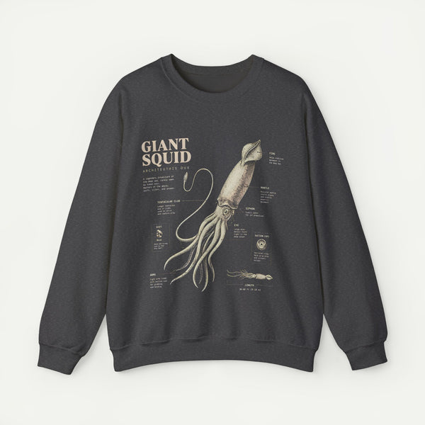 Giant Squid Anatomy Sweatshirt — Vintage Nautical Marine Biology Crewneck