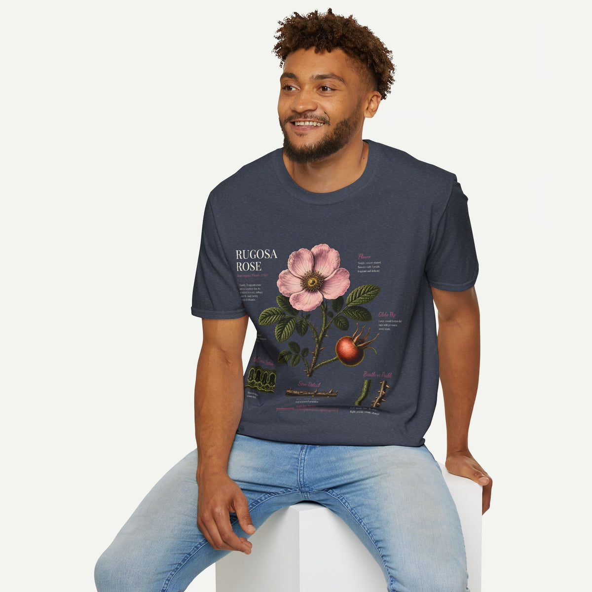 Botanical Rose Anatomy T-Shirt – Vintage Floral Illustration Tee