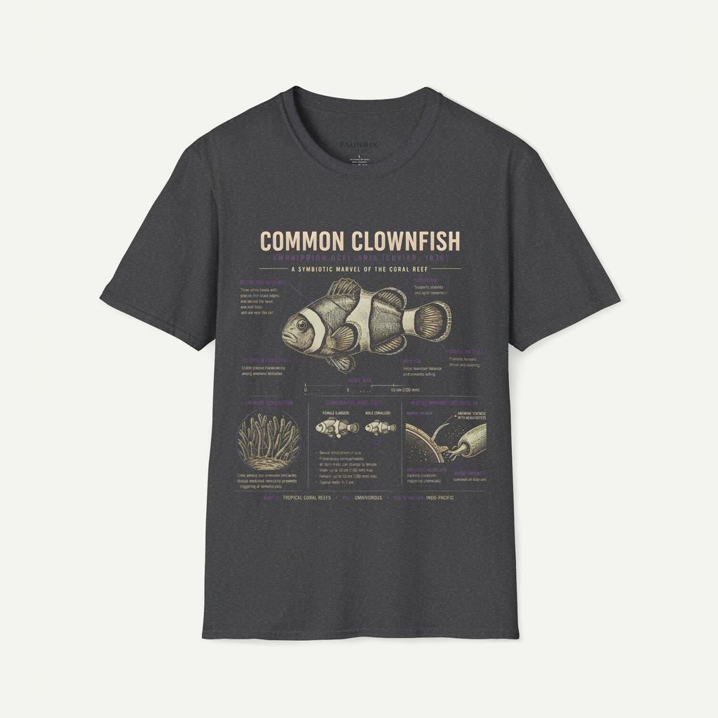 Common Clownfish Anatomy T-Shirt — Vintage Marine Biology Illustration Tee
