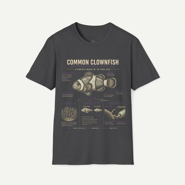 Common Clownfish Anatomy T-Shirt — Vintage Marine Biology Illustration Tee