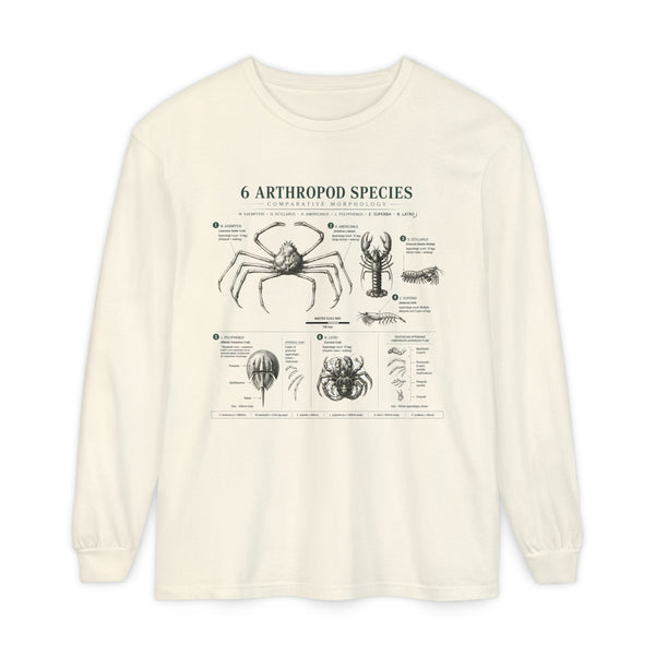 Arthropod Species Chart Long Sleeve Tee — Vintage Scientific Insect Diagram Shirt