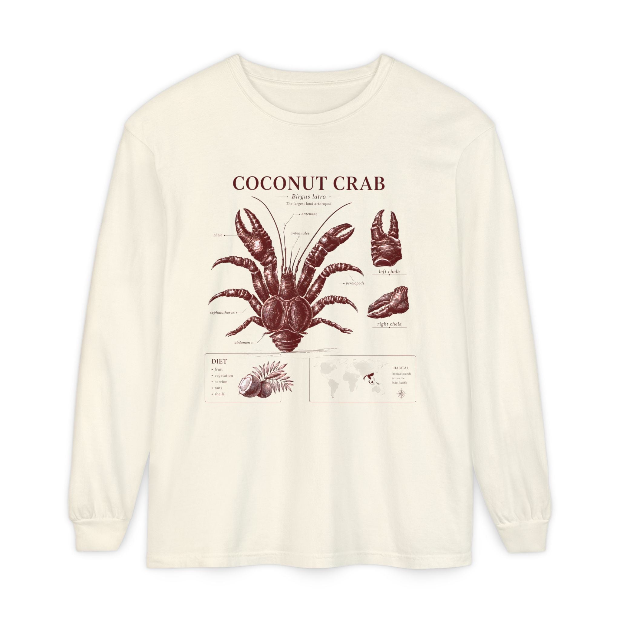 Coconut Crab Long Sleeve Tee — Vintage Marine Illustration Secondary image