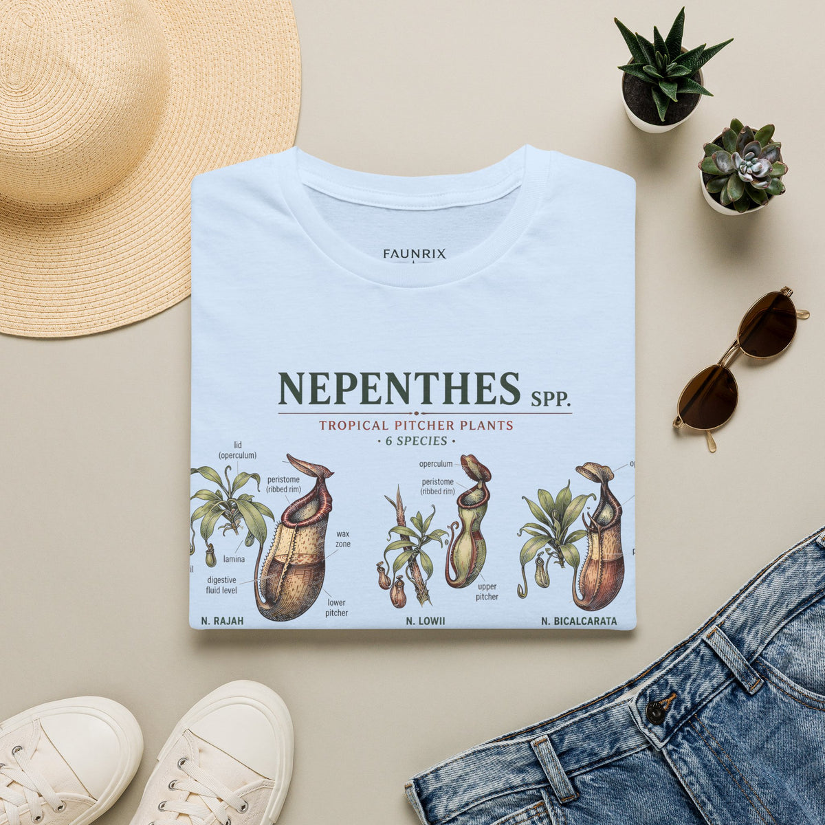Nepenthes Botanical Tee — Carnivorous Pitcher Plant Anatomy Shirt