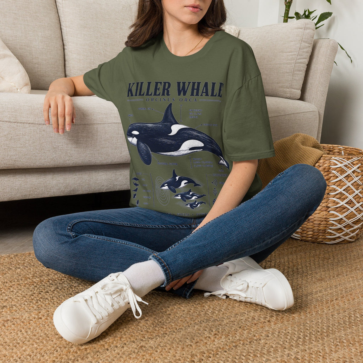 Killer Whale Diagram T-Shirt — Orcinus Orca Marine Life Graphic Tee