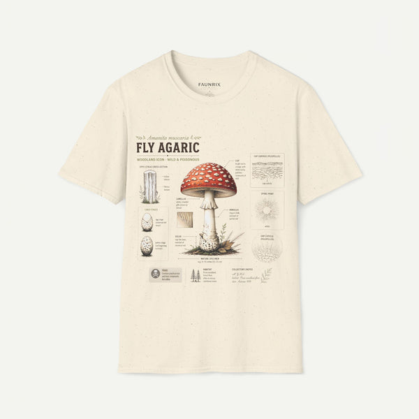 Amanita Mushroom Anatomy T-Shirt — Fly Agaric Botanical Illustration Tee