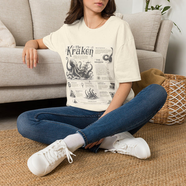 Kraken Vintage Diagram T-Shirt — Nautical Octopus Illustration Tee