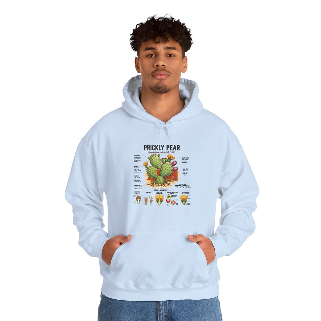 Prickly Pear Botanical Hoodie – Cactus Anatomy Illustrated Sweatshirt