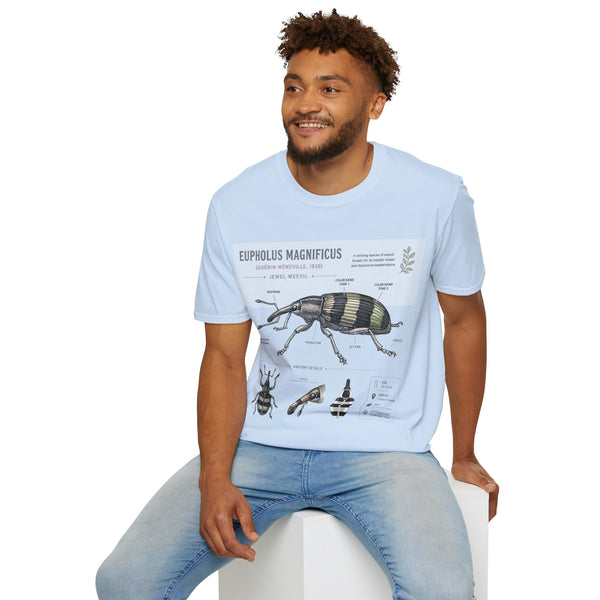Vintage Botanical Beetle Anatomy T-Shirt — Eupholus Magnificus Illustration