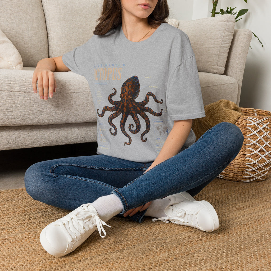 Octopus Anatomy Graphic T-Shirt — Vintage Blue-Ringed Octopus Design