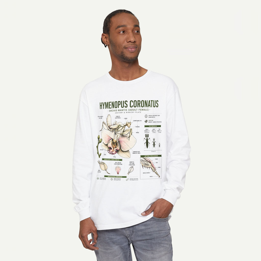 Hymenopus Coronatus Orchid Mantis Illustration Long Sleeve Tee