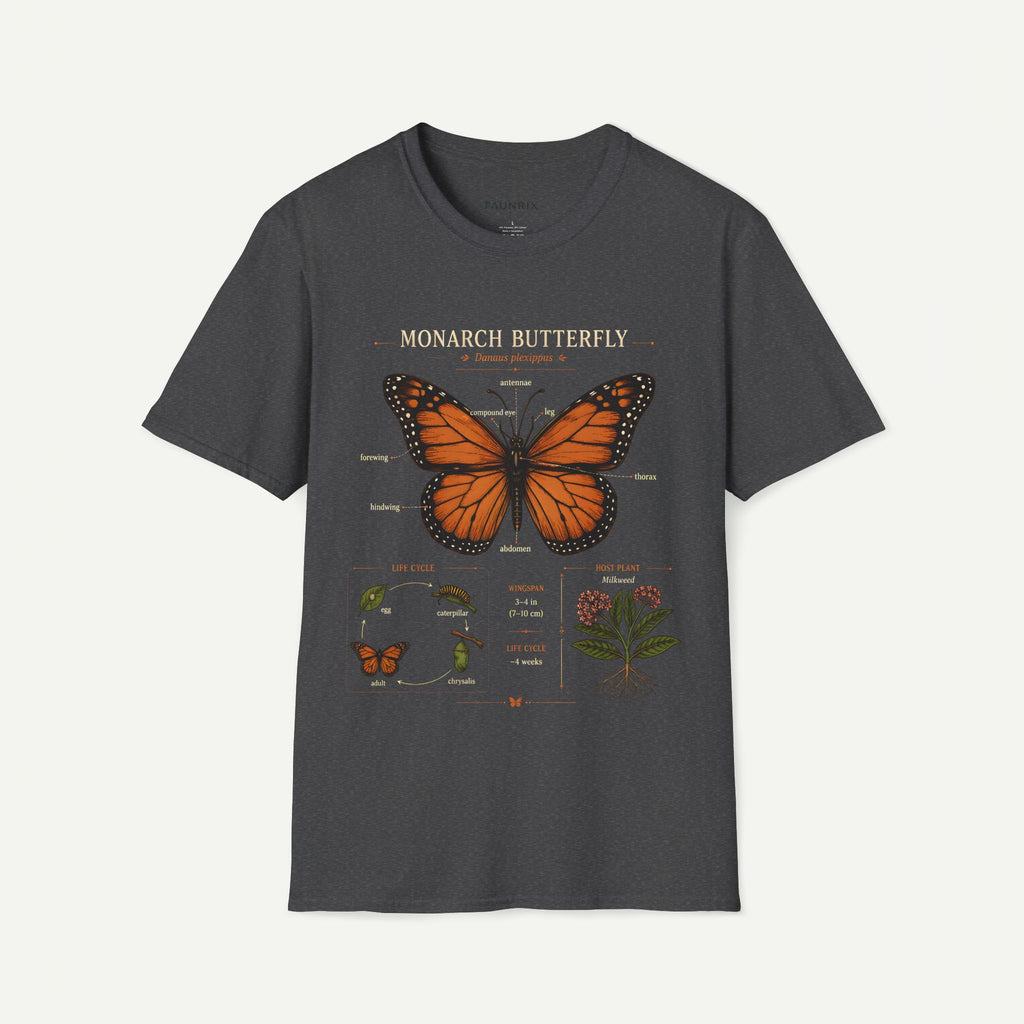 Monarch Butterfly Anatomy T-Shirt — Vintage Nature Illustration Tee