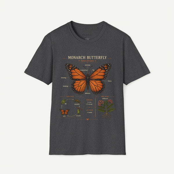 Monarch Butterfly Anatomy T-Shirt — Vintage Nature Illustration Tee