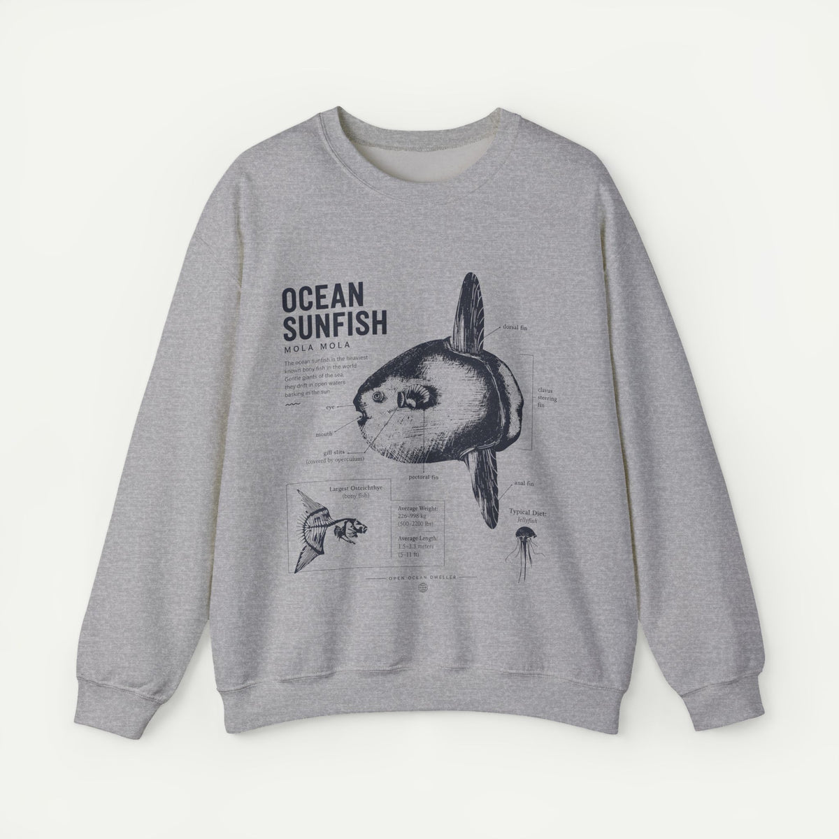 Ocean Sunfish Sweatshirt — Vintage Marine Illustration Pullover