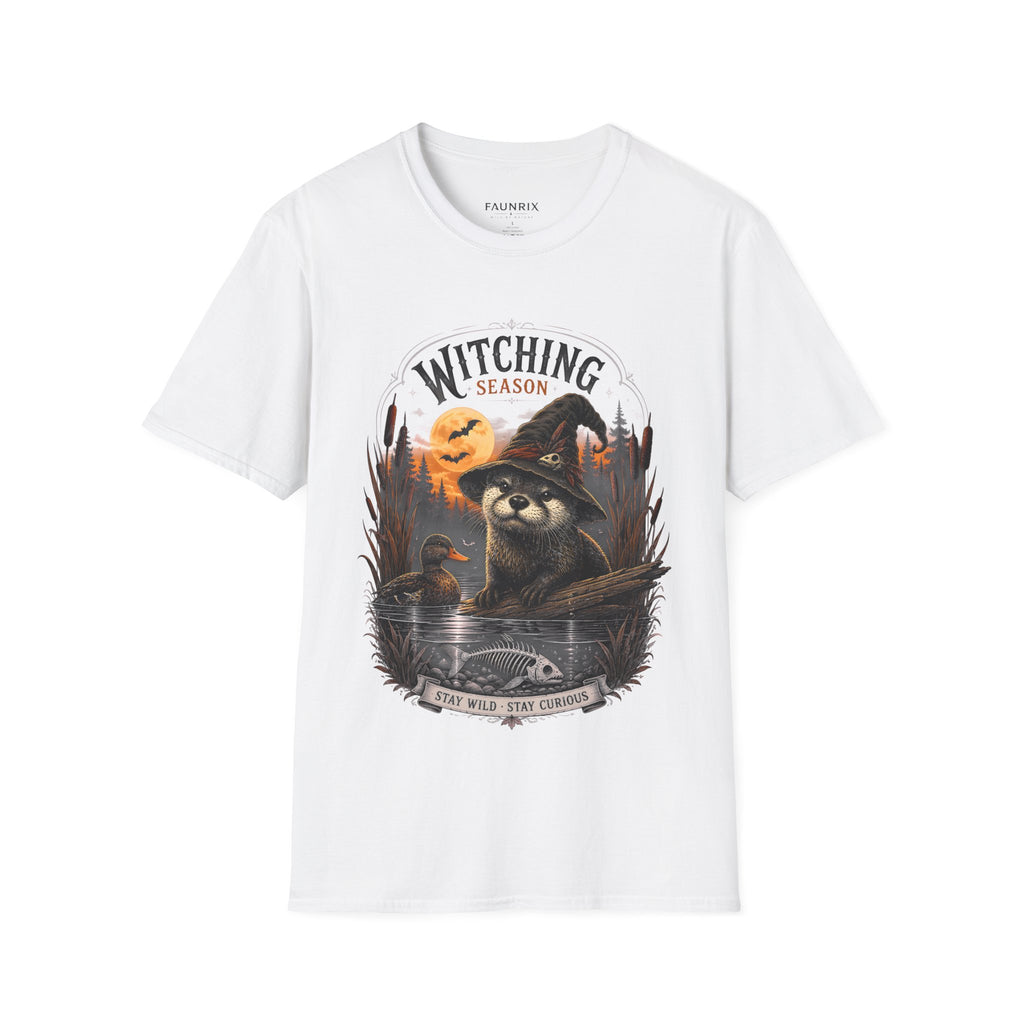 Witching Season T-Shirt — Halloween Witch Raccoon Graphic Tee