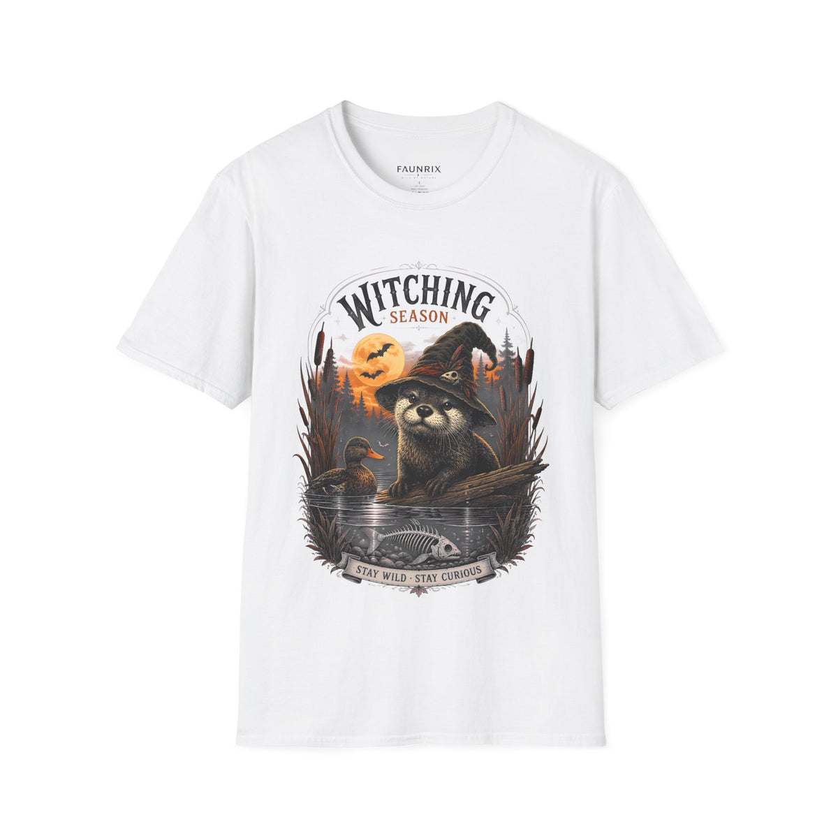 Witching Season T-Shirt — Halloween Witch Raccoon Graphic Tee