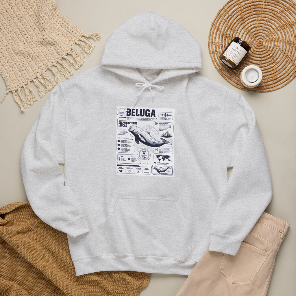 Beluga Whale Graphic Hoodie - Marine Life Diagram Sweatshirt