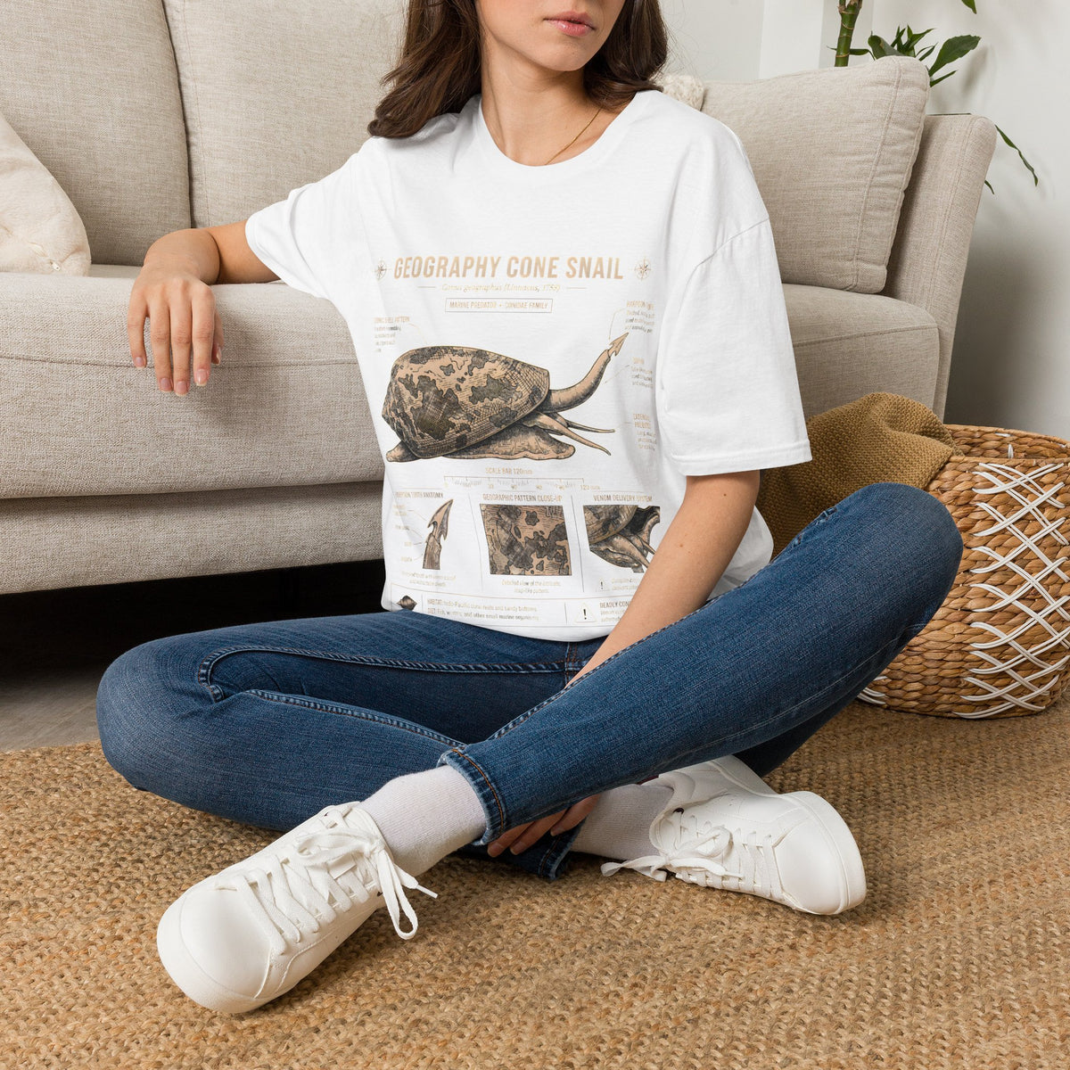 Geography Cone Snail Anatomy T-Shirt — Vintage Scientific Illustration Tee