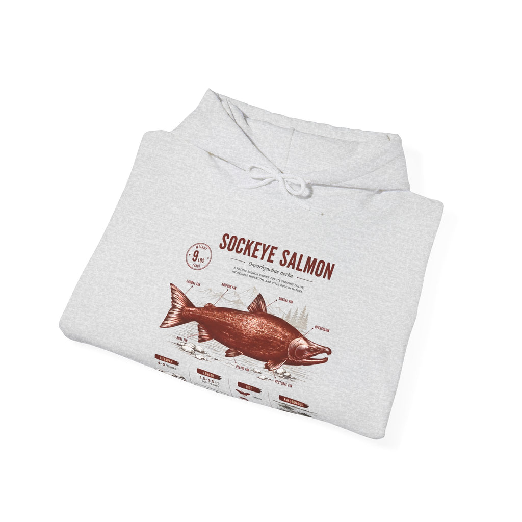 Sockeye Salmon Anatomy Hoodie — Fishing Chart Graphic Sweatshirt