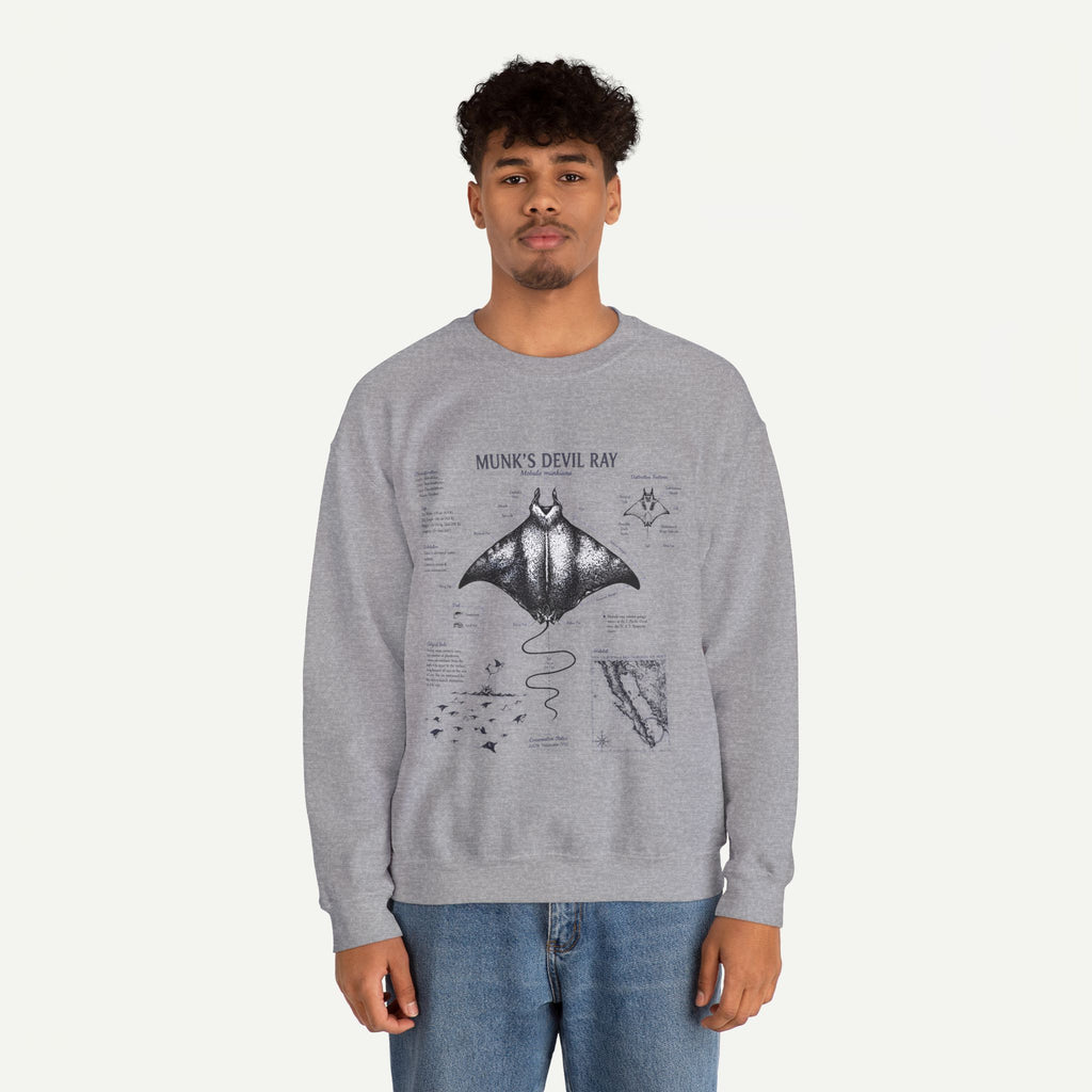 Munk’s Devil Ray Anatomy Sweatshirt — Vintage Marine Biology Graphic Crewneck