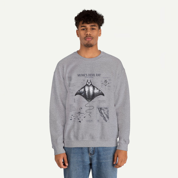 Munk’s Devil Ray Anatomy Sweatshirt — Vintage Marine Biology Graphic Crewneck