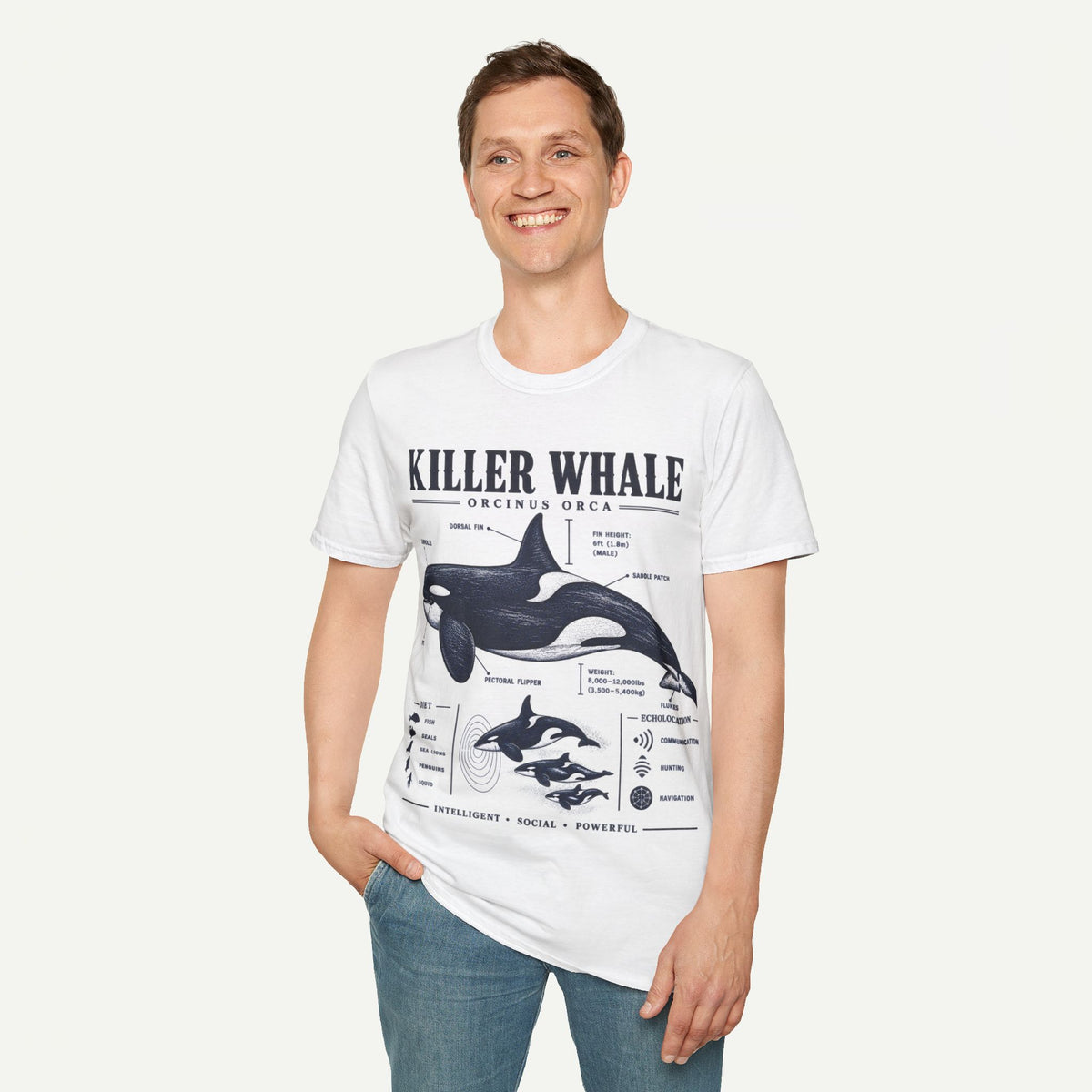 Killer Whale Diagram T-Shirt — Orcinus Orca Marine Life Graphic Tee
