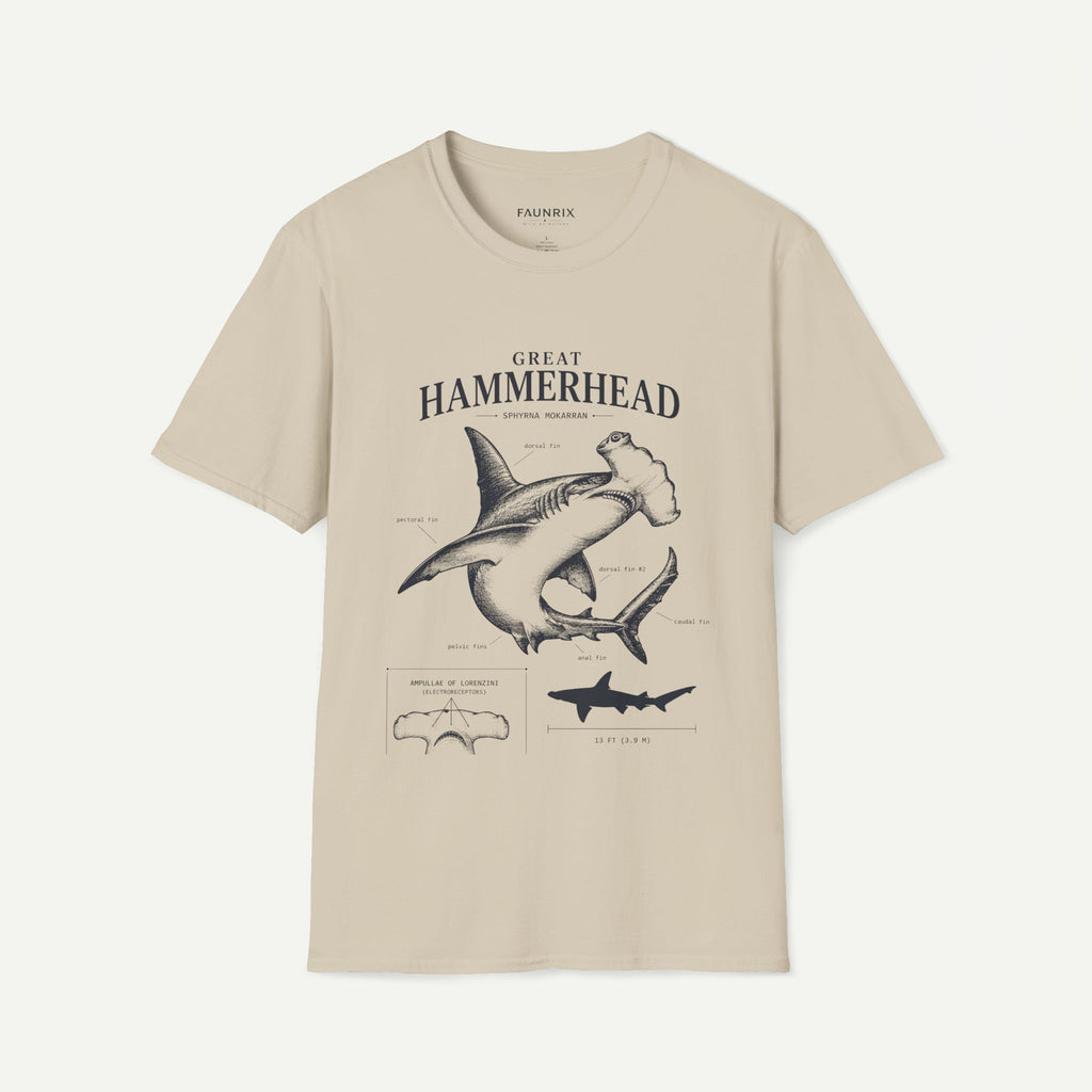 Hammerhead Shark Anatomy Tee — Vintage Great Hammerhead Graphic T-Shirt