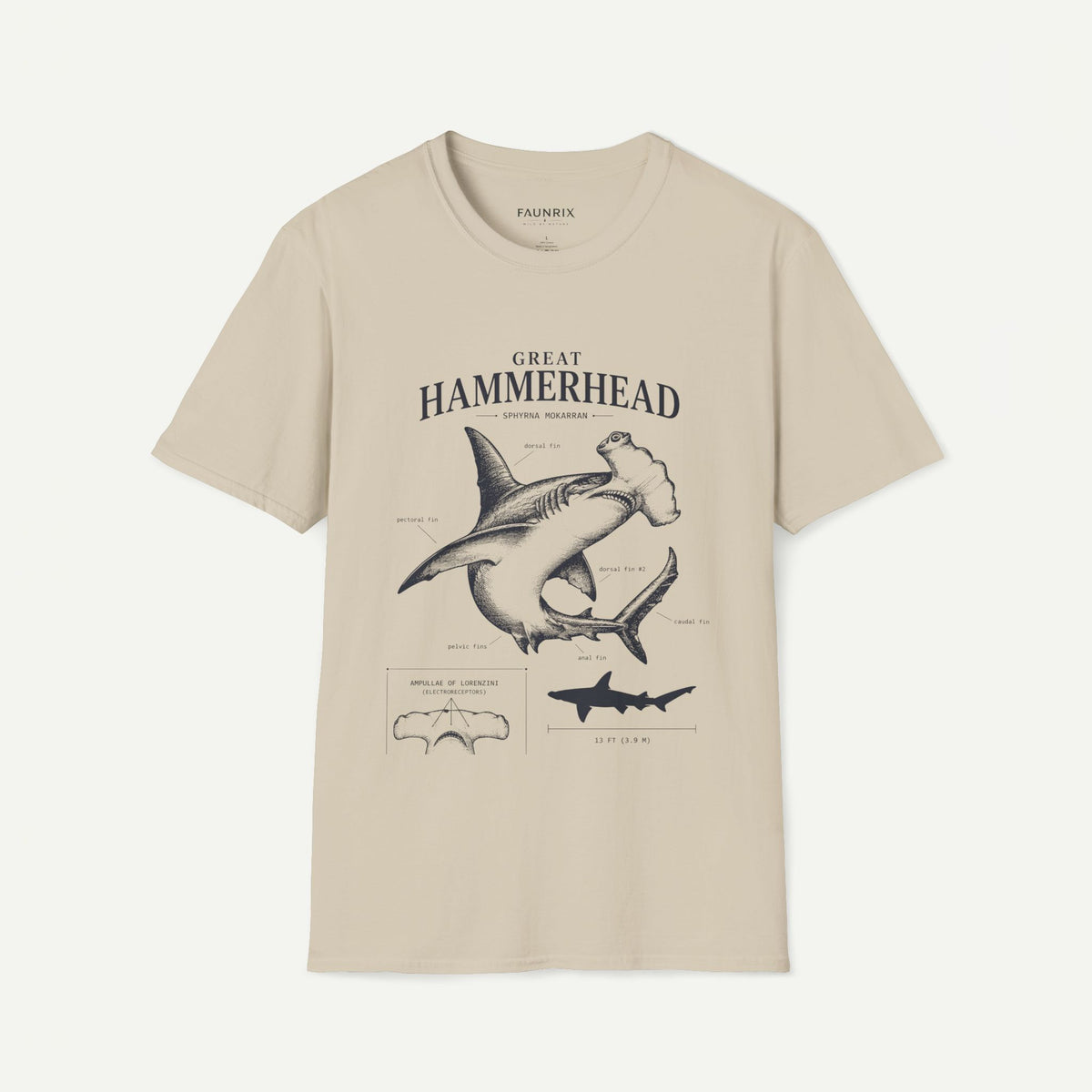 Hammerhead Shark Anatomy Tee — Vintage Great Hammerhead Graphic T-Shirt