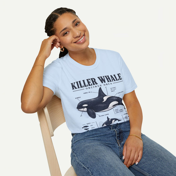 Killer Whale Diagram T-Shirt — Orcinus Orca Marine Life Graphic Tee