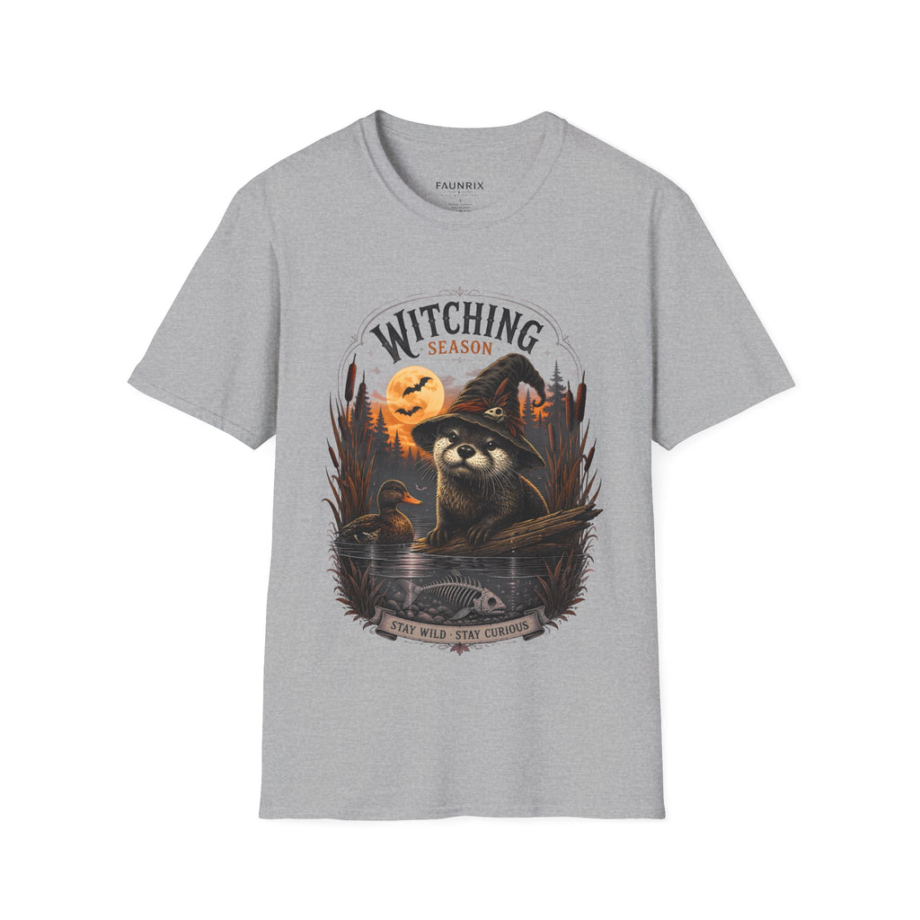 Witching Season T-Shirt — Halloween Witch Raccoon Graphic Tee