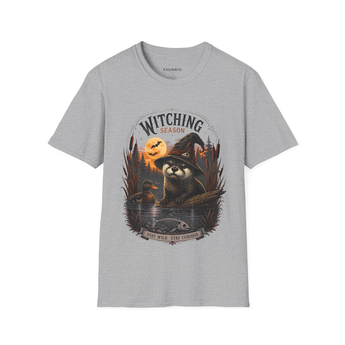 Witching Season T-Shirt — Halloween Witch Raccoon Graphic Tee
