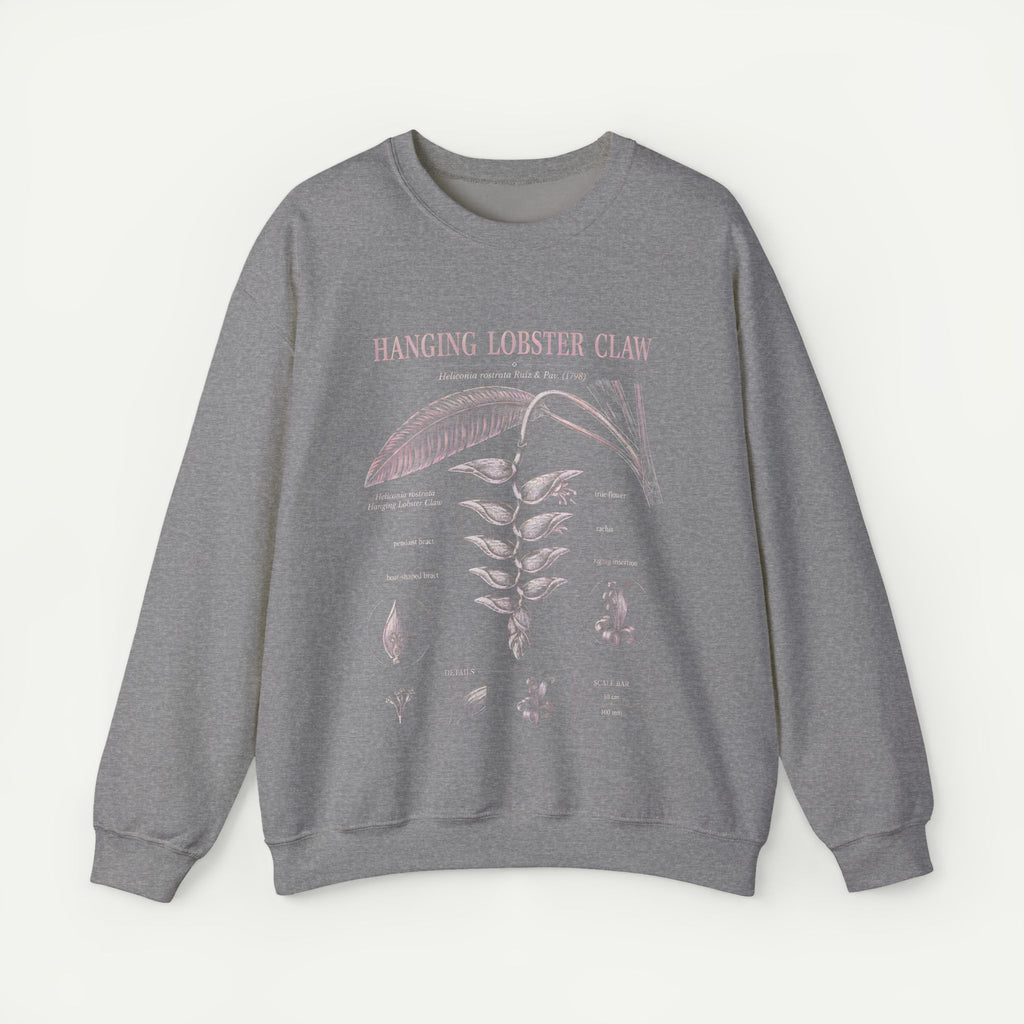 Botanical 'Hanging Lobster Claw' Sweatshirt – Vintage Tropical Plant Illustration