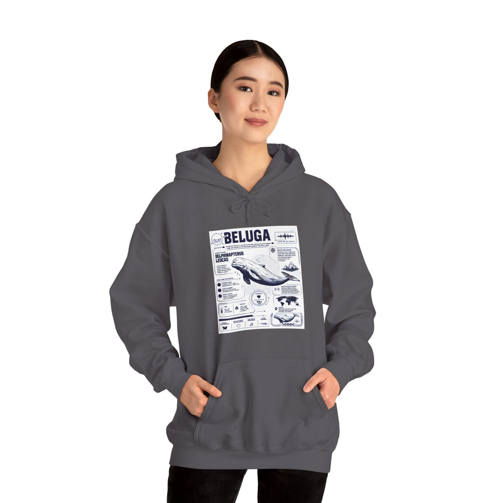 Beluga Whale Graphic Hoodie - Marine Life Diagram Sweatshirt