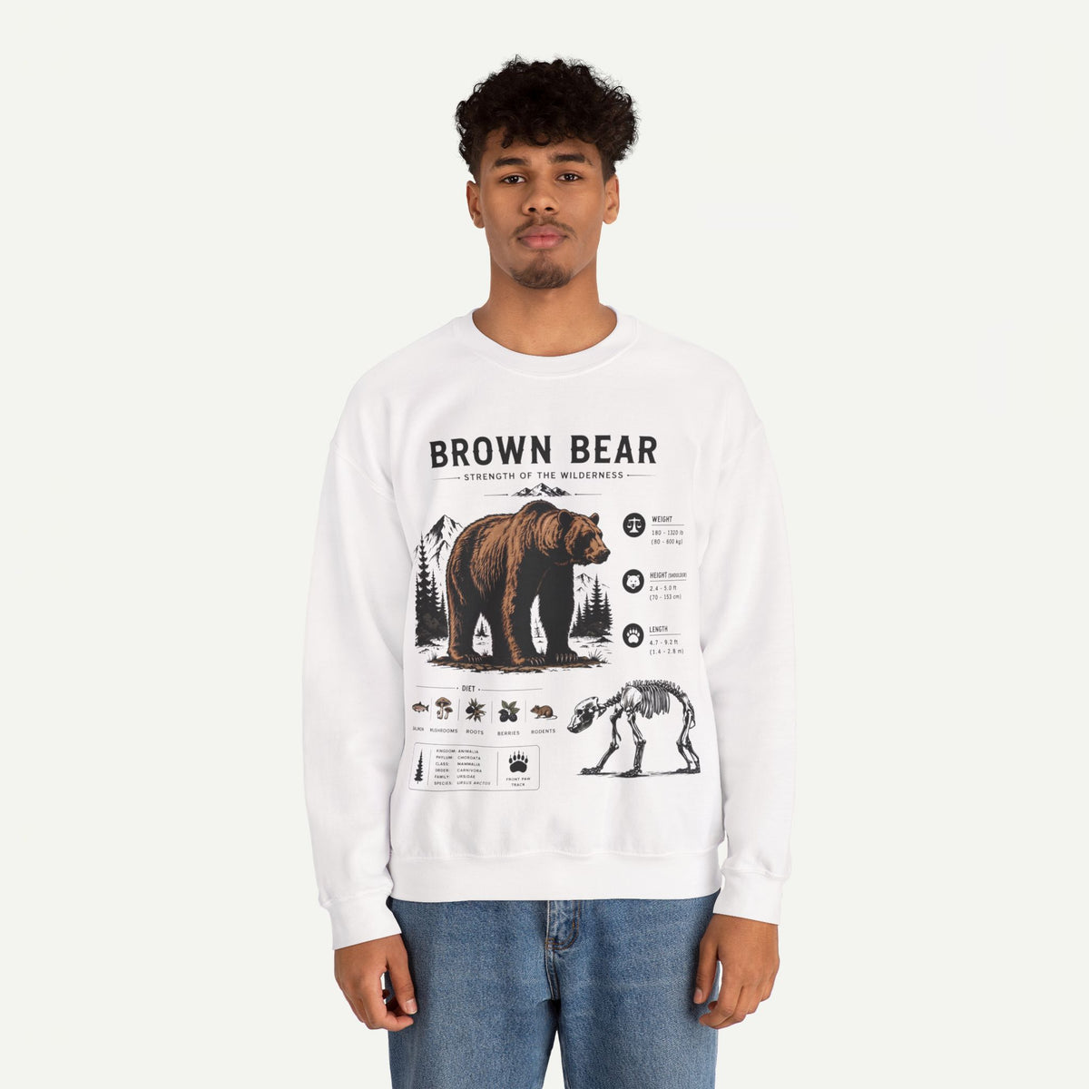 Brown Bear Anatomy Sweatshirt — Wildlife Illustration Graphic Sweatshirt