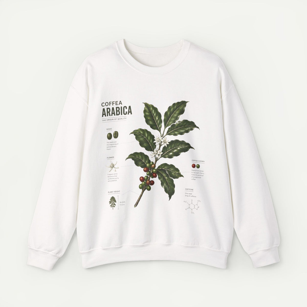 Coffee Arabica Botanical Print  Crewneck Sweatshirt