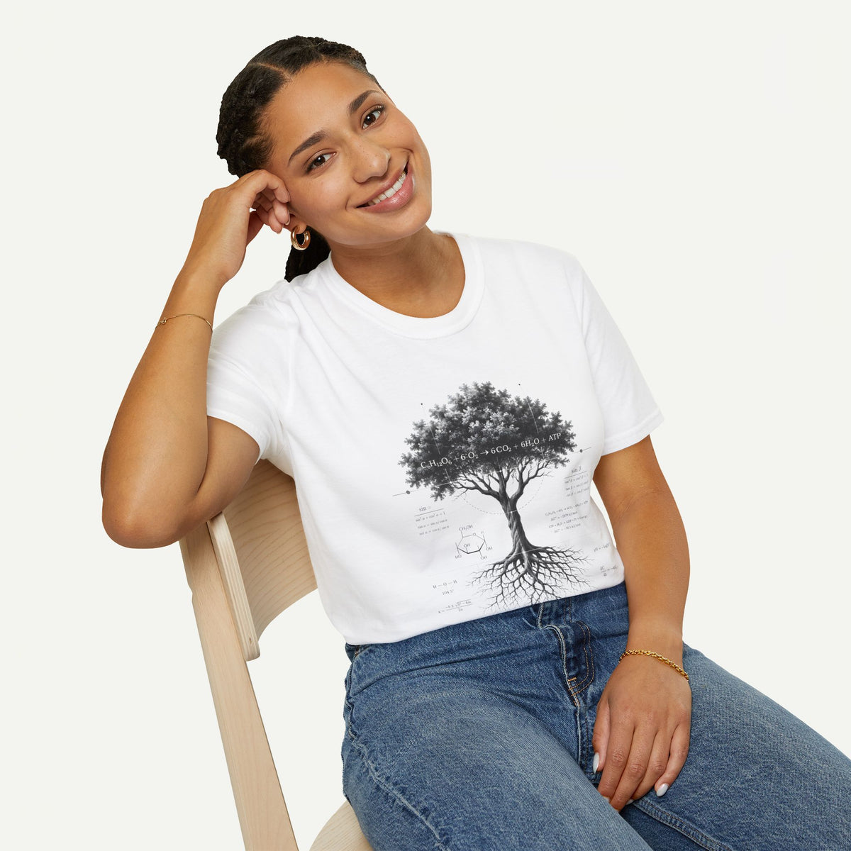 Tree of Life T‑Shirt — Botanical Graphic with Roots and Photosynthesis Diagram