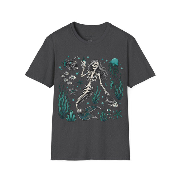 Mermaid Skeleton Tee — Gothic Sea Creature Graphic T-Shirt