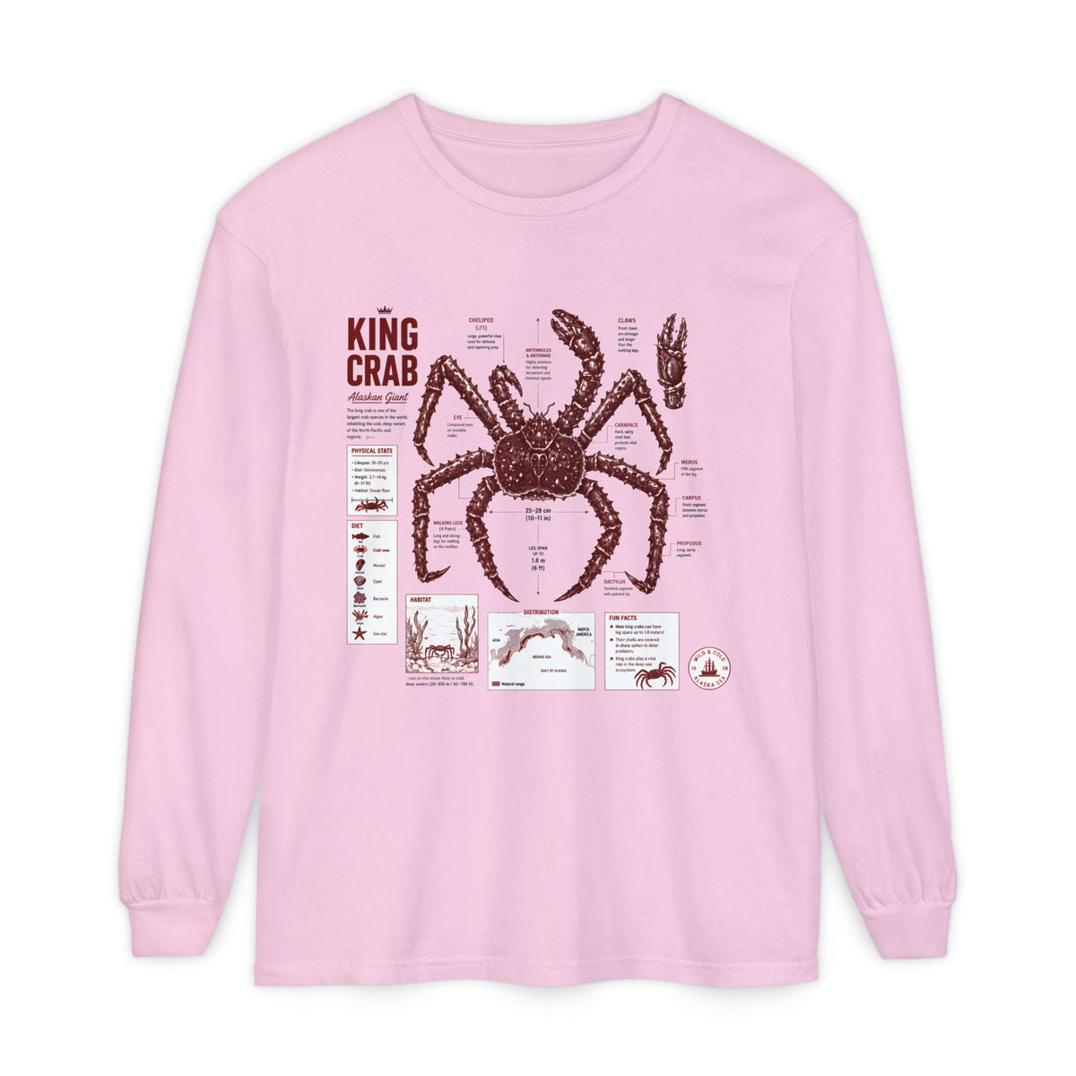 King Crab Anatomy Long Sleeve T-Shirt