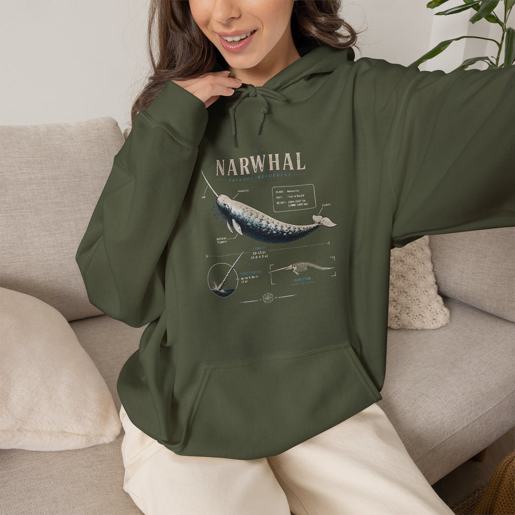 Narwhal Hoodie — Vintage Tailplane Illustration, Aviation Crew Sweatshirt