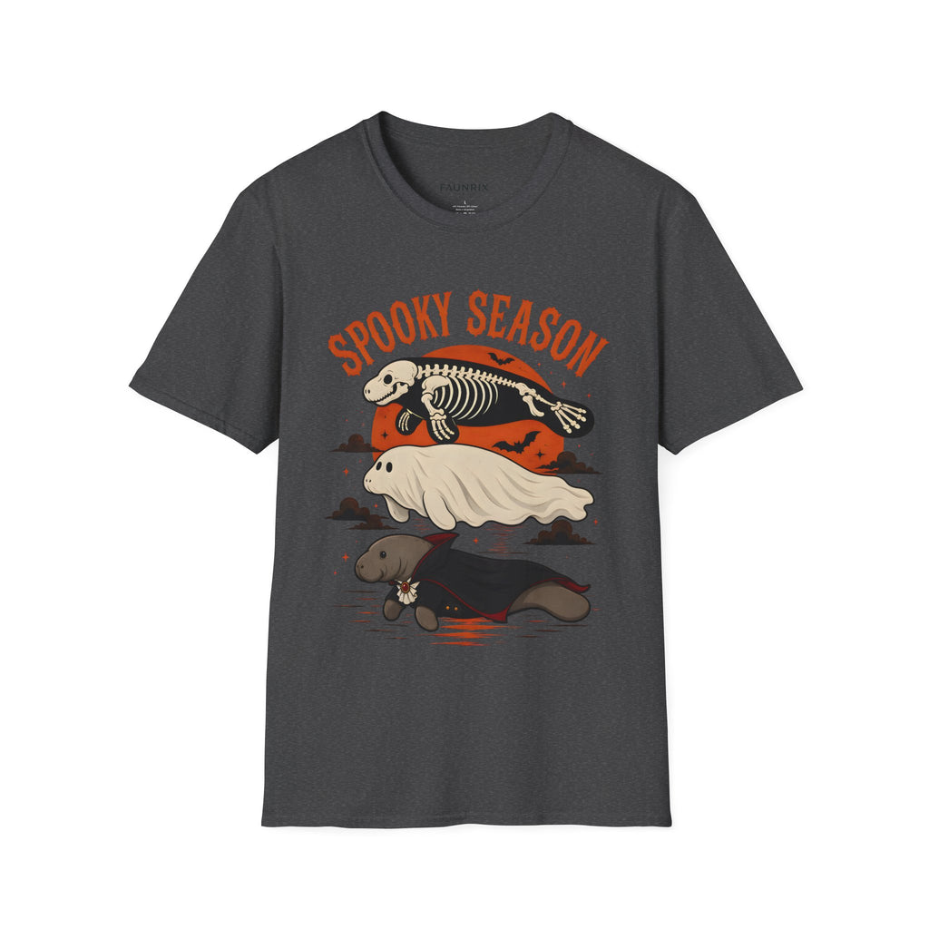 Spooky Season T-Shirt – Retro Skeleton Manatee Halloween Tee
