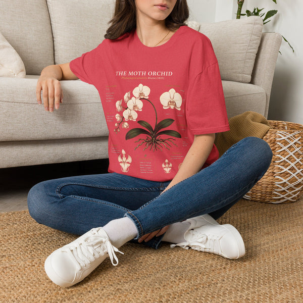 Moth Orchid Anatomy T‑Shirt — Elegant White Phalaenopsis Floral Tee