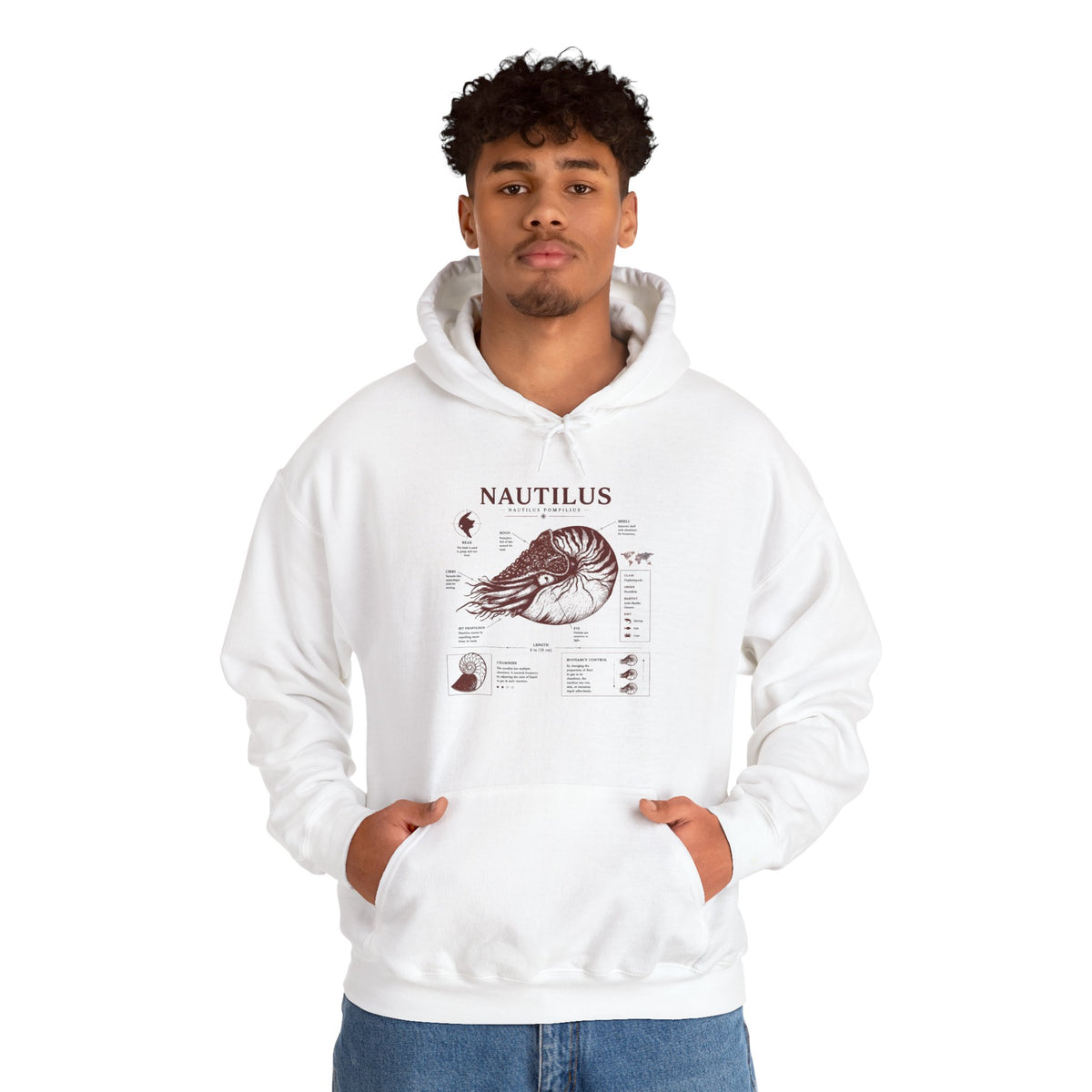 Nautilus Anatomy Hoodie – Vintage Scientific Shell Diagram Sweatshirt