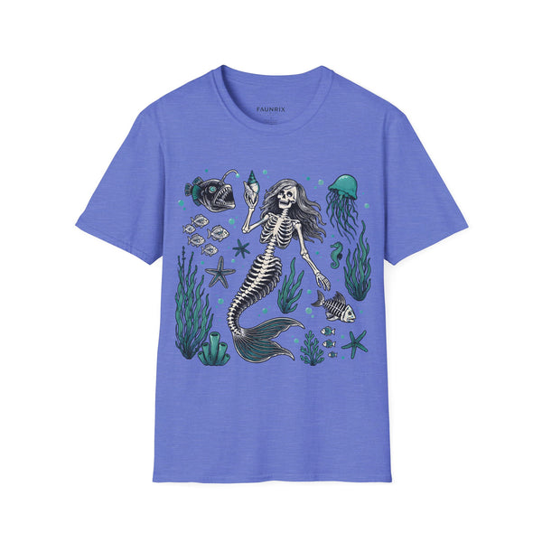 Mermaid Skeleton Tee — Gothic Sea Creature Graphic T-Shirt