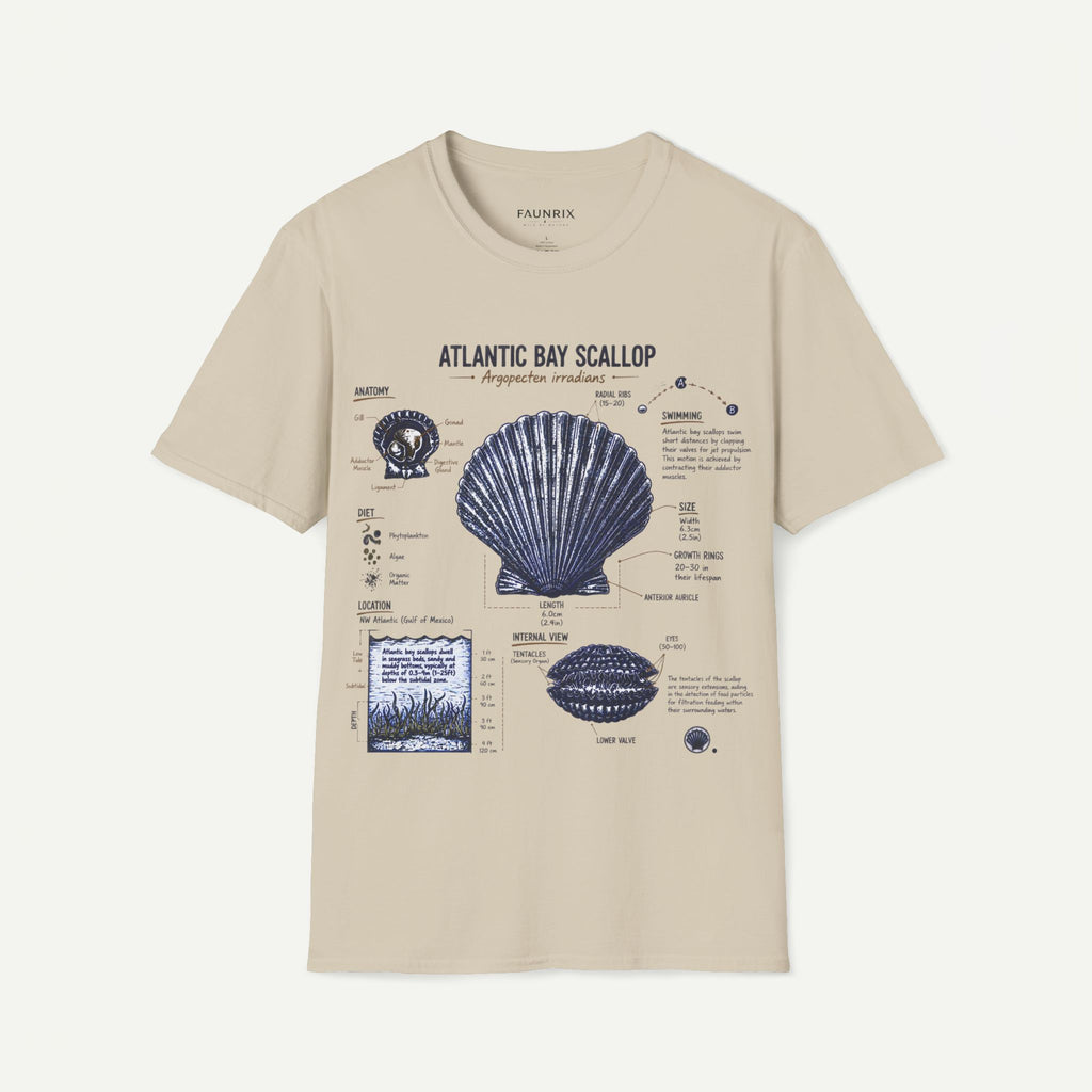 Scallop Shell Anatomy T‑Shirt — Atlantic Bay Scallop Illustration Tee
