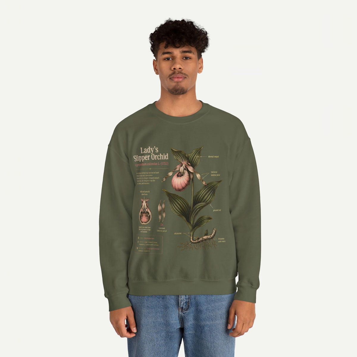 Lady's Slipper Orchid Botanical Sweatshirt