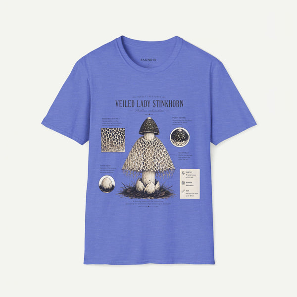 Veiled Lady Stinkhorn Mushroom Tee — Botanical Mycology Anatomy T-Shirt